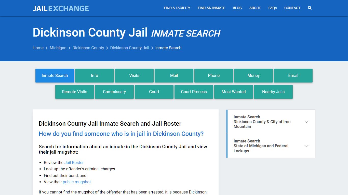 Inmate Search: Roster & Mugshots - Dickinson County Jail, MI
